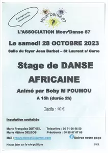 Mouv'Danse 87 Stage de danse africaine